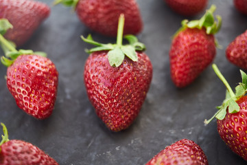 Close up of fresh natural strawberry fruit