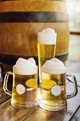 Mugs of fresh beer