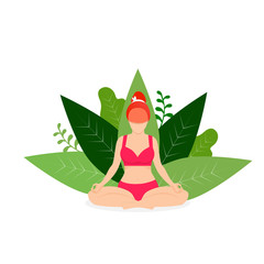 Woman Practicing Yoga Outdoors. Padmasana Pose