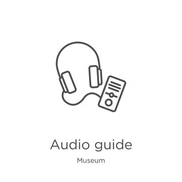 audio guide icon vector from museum collection. Thin line audio guide outline icon vector illustration. Outline, thin line audio guide icon for website design and mobile, app development.