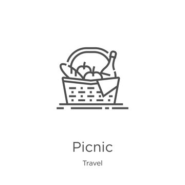picnic icon vector from travel collection. Thin line picnic outline icon vector illustration. Outline, thin line picnic icon for website design and mobile, app development.