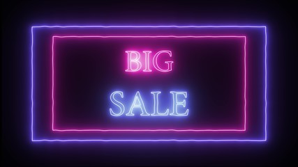 Neon advertising Big Sale, pink and blue