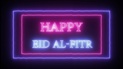 Obraz premium Neon sign 'Happy Eid Al-Fitr'