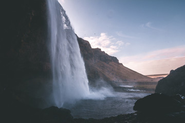 Beautiful majestic waterfall Seljalandsfoss on Iceland