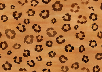Seamless pattern with watercolor panther skin