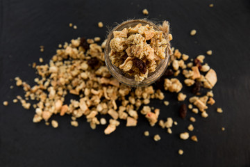 Fresh homemade tropical exotic granola muesli breakfast