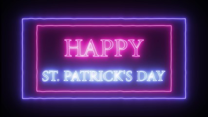 Obraz premium Neon sign 'Happy St. Patrick's Day', pink and blue