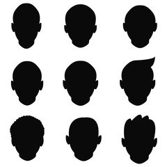 Set of male silhouette icons on white background