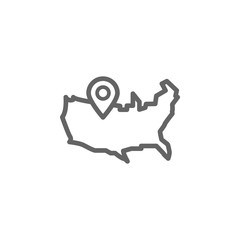 USA, map, location icon. Element of United States icon. Thin line icon for website design and development, app development. Premium icon