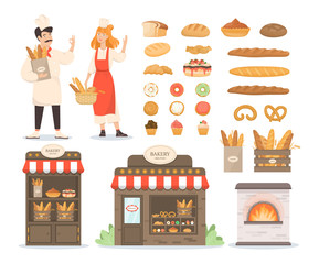 Set of fresh bakery products. Bread and cookies