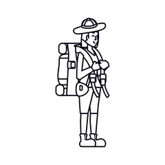 traveler woman with travel bag avatar character