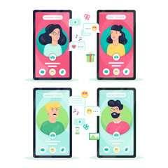 Hand holding mobile phone with person avatar on the screen