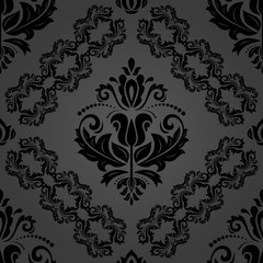 Classic seamless vector dark pattern. Damask orient ornament. Classic vintage background. Orient ornament for fabric, wallpaper and packaging