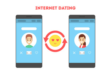 Online dating app. Virtual relationship and love.