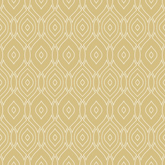 Seamless vector ornament. Modern background. Geometric modern wavy golden and white pattern
