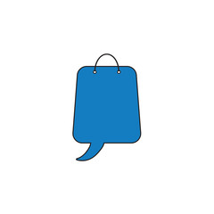 Vector icon concept of shopping bag with speech bubble. Black outlines and colored.