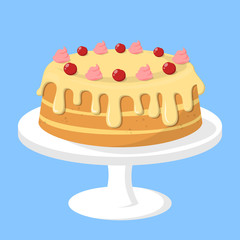 Tasty cake on the plate. Sweet delicious cream