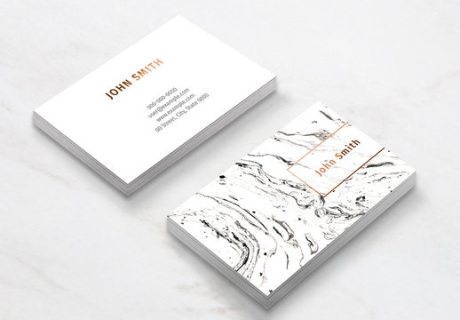 White Marble Business Card Layout