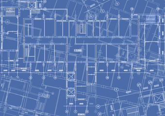 Architectural background with technical drawings. Blueprints plan texture. Drawing part of architectural project.
