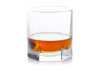 Glass with cognac brandy alcohol on a white background. Isolation