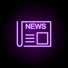 newspaper neon icon. Elements of media, press set. Simple icon for websites, web design, mobile app, info graphics