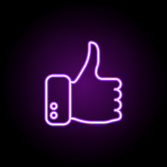 hand everything is fine neon icon. Elements of media, press set. Simple icon for websites, web design, mobile app, info graphics