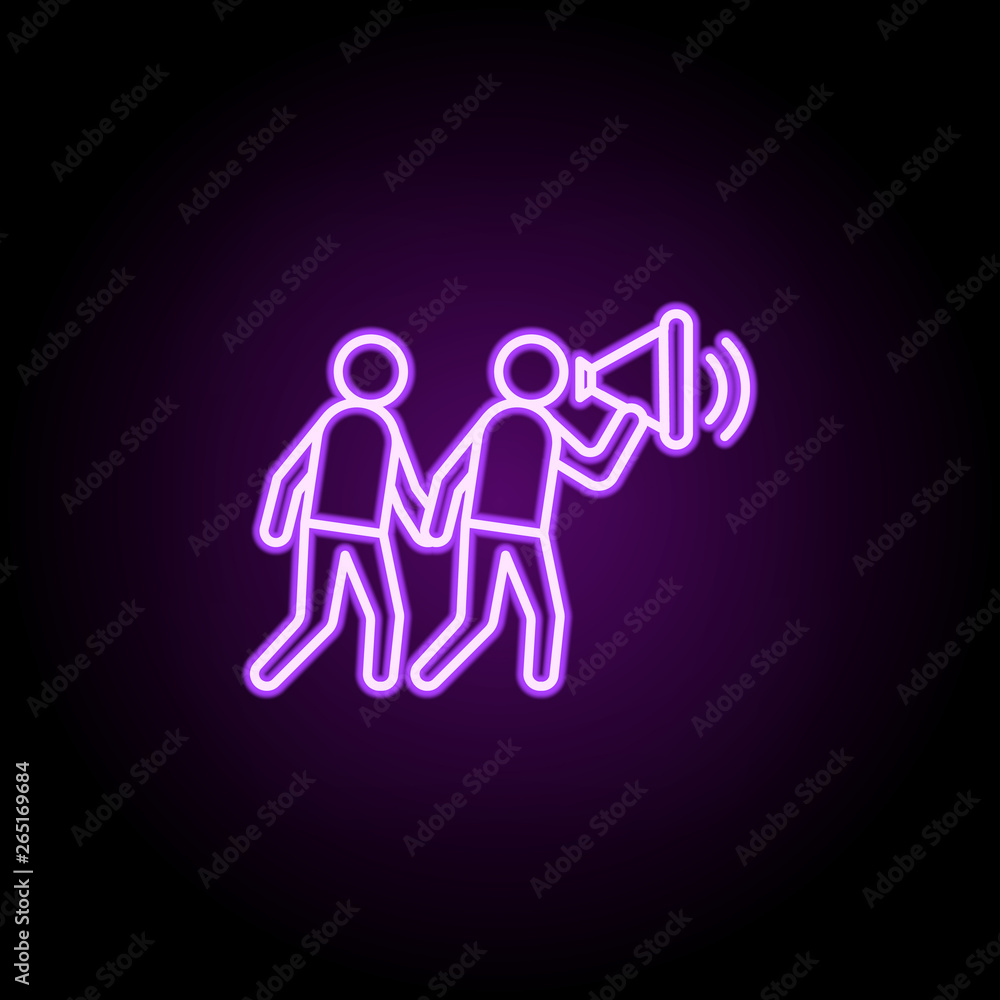 Poster protesters neon icon. elements of media, press set. simple icon for websites, web design, mobile app