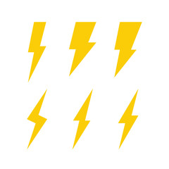 Flash thunderbolt vector icon set. Lightning thunder symbol collection.