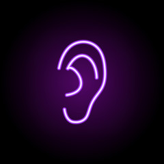 an ear neon icon. Elements of media, press set. Simple icon for websites, web design, mobile app, info graphics