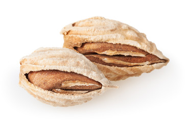 Almond nuts isolated on white background with clipping path