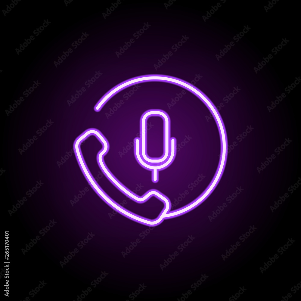 Aufkleber microphone and handset neon icon. elements of media, press set. simple icon for websites, web design