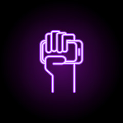 hand holds the phone neon icon. Elements of media, press set. Simple icon for websites, web design, mobile app, info graphics