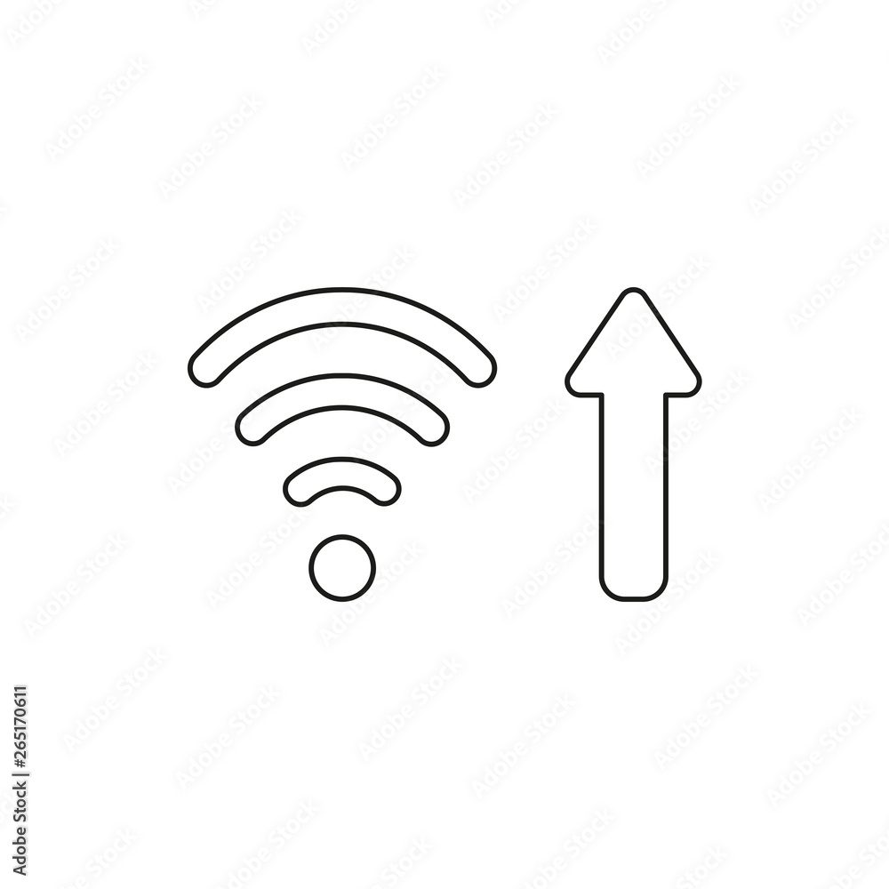 Aufkleber vector icon concept of wifi wireless symbol with arrow moving up symbolizing high-speed internet con