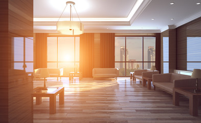 . Sunset. 3D rendering