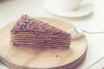 mikado cake on wooden board