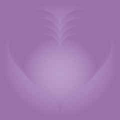 Purple color tones gradient background. Heart shaped template for text, billboard, cards, decoration.
