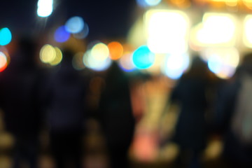 Blurred Walking Street at Night with Bokeh Background.