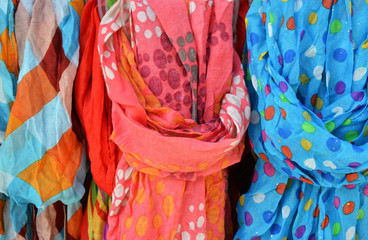 scarves for sale at the market