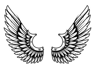 Wings in tattoo style isolated on white background. Design element for poster, t shirt, card, emblem, sign, badge.