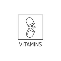 Vector flat icon of medical bottle of pills, vitamins, capsules, lozenges. Medication care for the human body. Vitamin course.