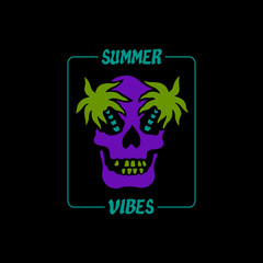  Skull palm tree black background