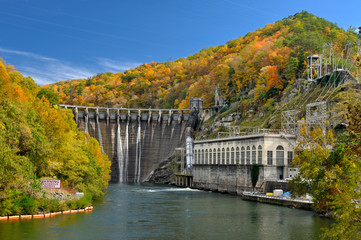 Cheoah Dam in Cherohala Skyway in North Carolina, USA