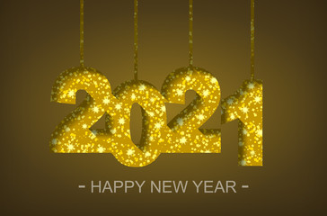 Happy New Year 2021 - greeting card, flyer, invitation - vector