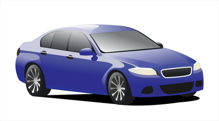 Fototapeta premium Passenger car, isolated on a white background, three fourth view.