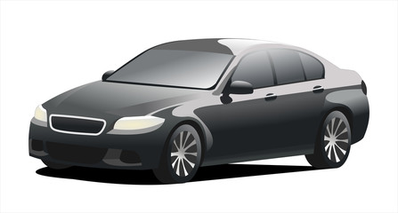 Naklejka premium Passenger car, isolated on a white background, three fourth view.