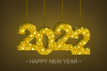 Happy New Year 2022 - greeting card, flyer, invitation - vector