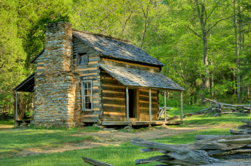 Publicly owned John Oliver's Cabin in Great Smoky Mountains National Park, Tennessee, USA