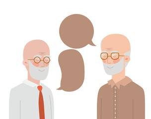 cute grandparents with speech bubble character