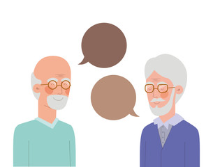 cute grandparents with speech bubble character