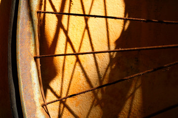 Old Bicycle Wheel with Shadow.